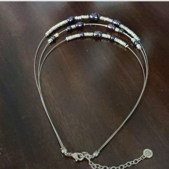 Napier c 1922 Women's Gold and Dark Purple Colors Beaded Collar Necklace - Picture 4 of 5